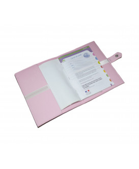 Protège carnet de santé personnalisé rigide rose - ruban blanc - Cadeau de naissance fille personnalisé