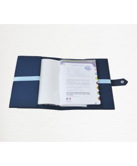 Protège carnet de santé rigide personnalisé - bleu marine - moto - Cadeau de naissance garçon