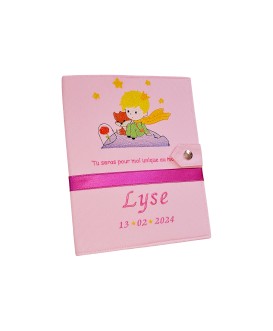 Protège carnet de santé rigide personnalisé - petit prince - cute - fille - rose