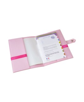 Protège carnet de santé rigide personnalisé - rose - bébé éléphant - Cadeau de naissance