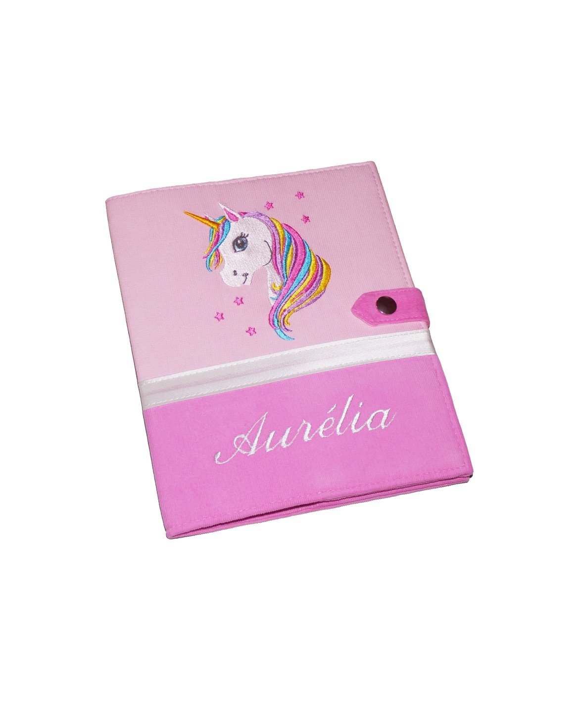 Protège carnet de santé licorne rose fille rigide personnalisé - Cadeau de naissance personnalisé