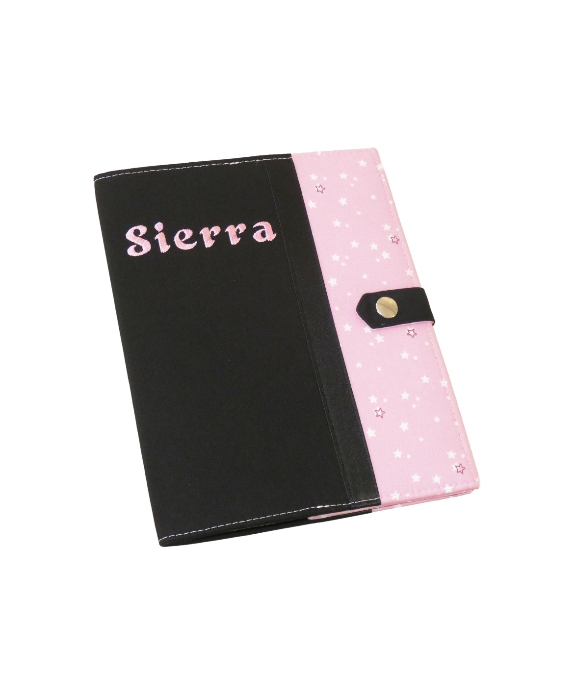 Protège carnet de santé rigide personnalisé - Cadeau de naissance personnalisée - noir et rose