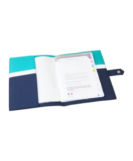 Protège carnet de santé rigide personnalisé - vert et bleu - thème dinosaure - Cadeau de naissance garçon