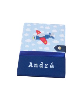 Protège carnet de santé rigide personnalisé - avion - garçon
