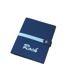 Protège carnet de santé rigide personnalisé bleu marine - Cadeau de naissance garçon