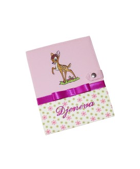 Protège carnet de santé bambi fille rigide personnalisé - Cadeau de naissance personnalisé - faon