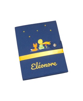 Protège carnet de santé rigide personnalisé - petit prince - fille - noir et rose