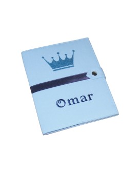 Protège carnet de santé rigide personnalisé - couronne garçon - cadeau de naissance garçon