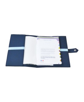 Protège carnet de santé rigide personnalisé - bleu marine - moto - Cadeau de naissance garçon