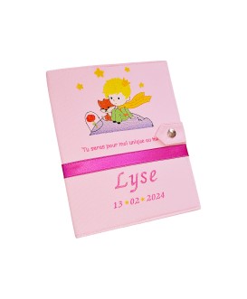 Protège carnet de santé rigide personnalisé - petit prince - cute - fille - rose