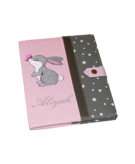 Protège carnet de santé rigide personnalisé - lapin - Cadeau de naissance fille personnalisé
