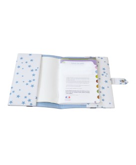 Protège carnet de santé rigide personnalisé - étoiles - bleu - Cadeau de naissance garçon personnalisé - bleu