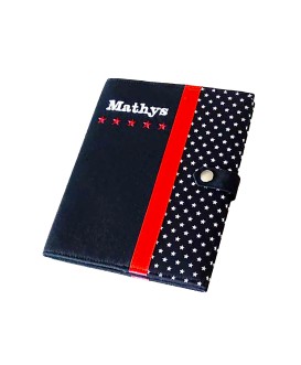 Protège carnet de santé rigide personnalisé - noir - étoiles