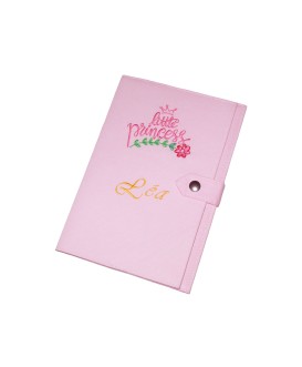 Pochette de rangement personnalisable pour carnet de santé - princesse - rose