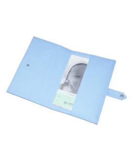 Pochette de rangement pour carnet de santé - baby feet bleu