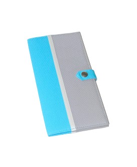 Protège livret de famille rigide gris et bleu turquoise - cadeau de naissance personnalisé