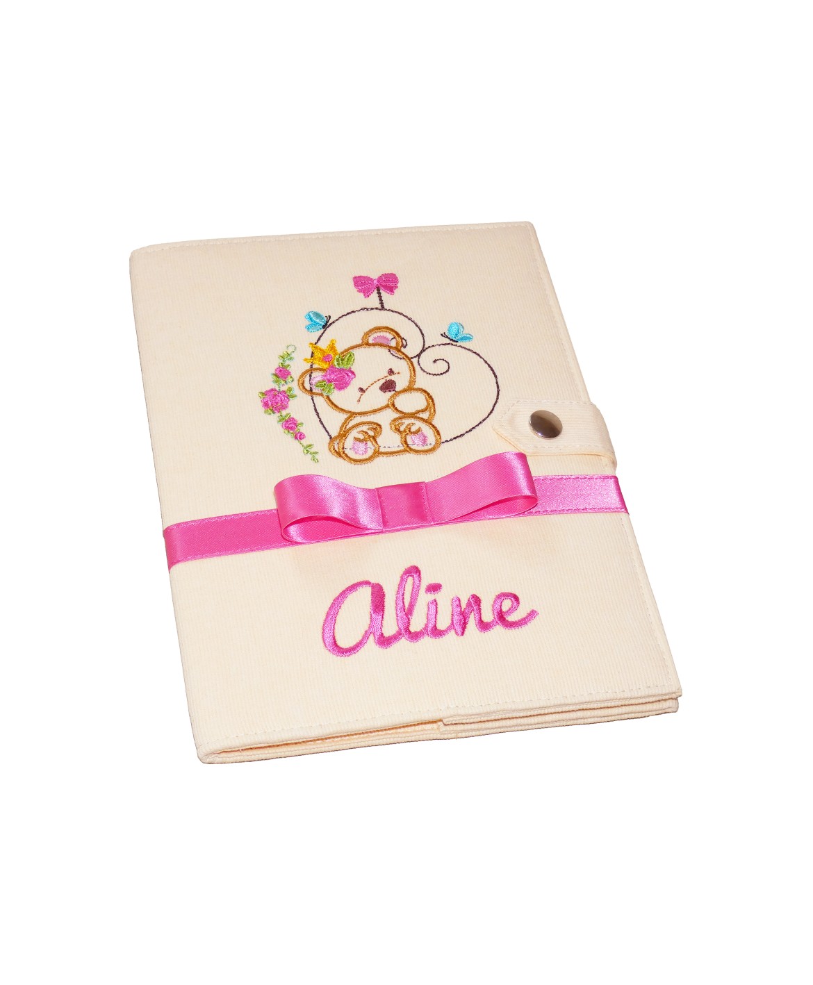 Protège carnet de santé rigide personnalisé - fille - ourson