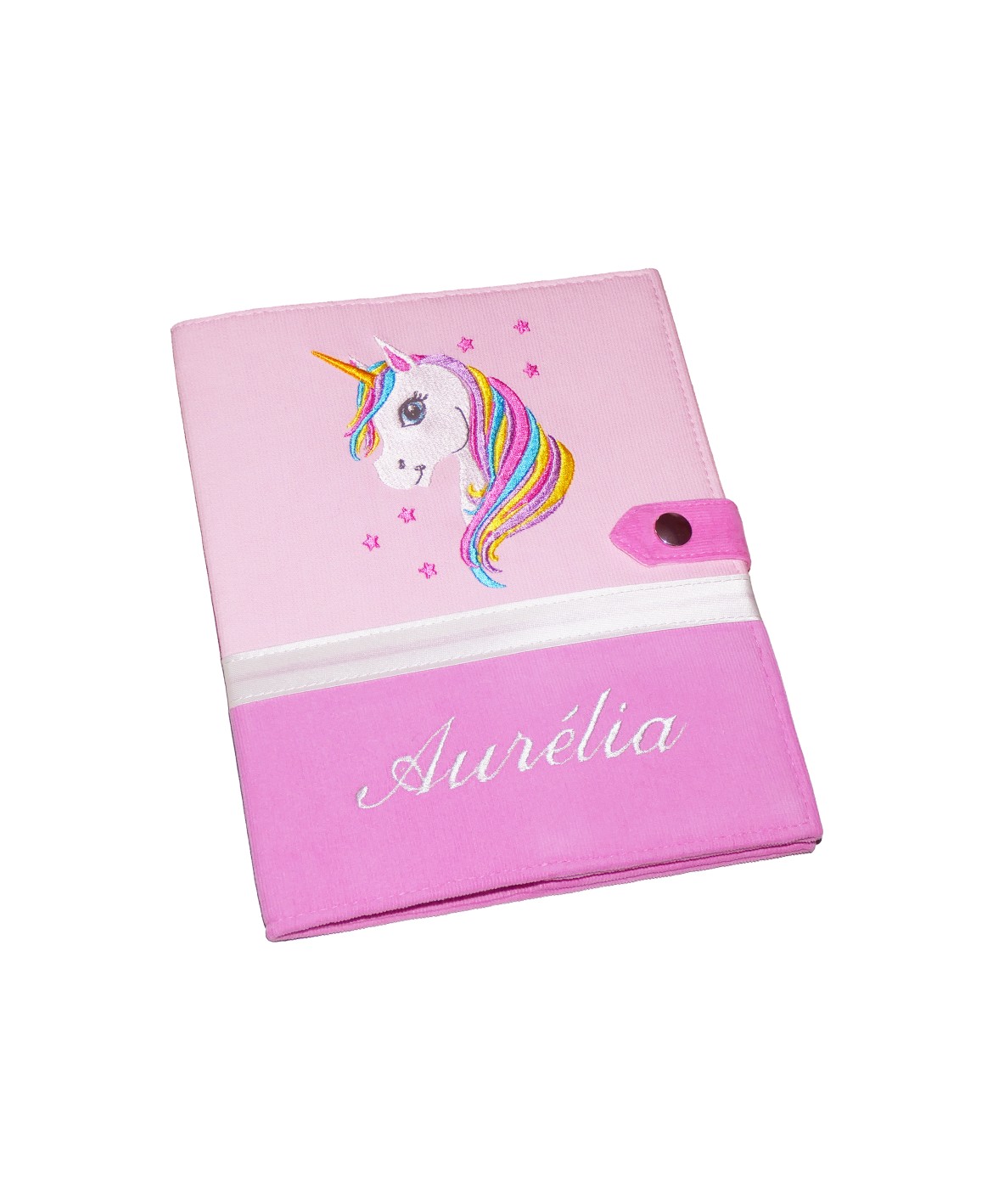 Protège carnet de santé licorne rose fille rigide personnalisé - Cadeau de naissance personnalisé