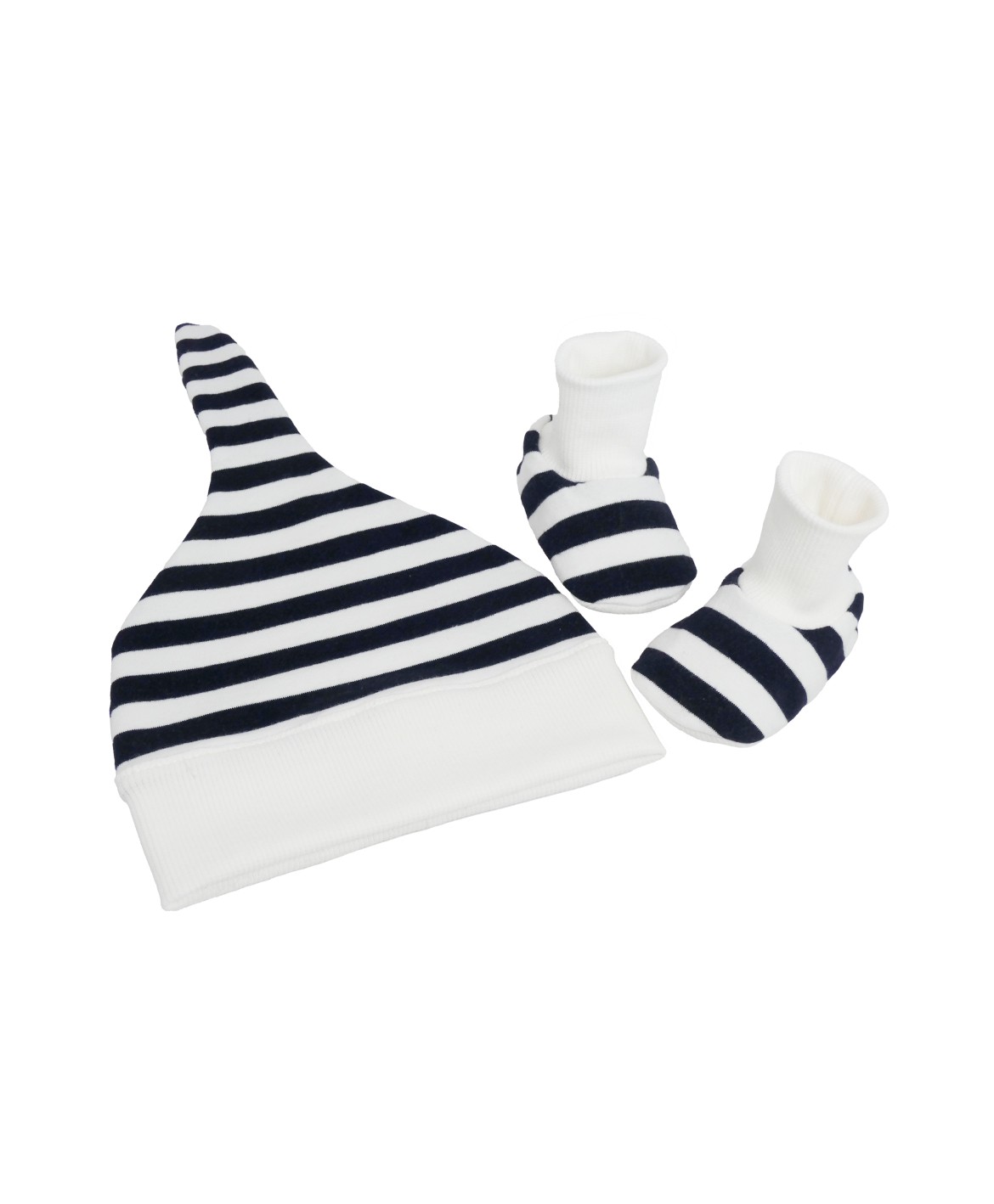 Bonnet et chaussons bébé naissance - bleu marine