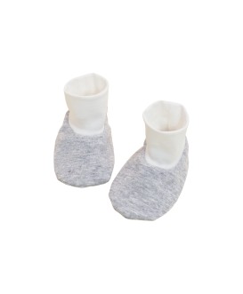 Ensemble bonnet et chaussons bébé naissance - gris - coeur