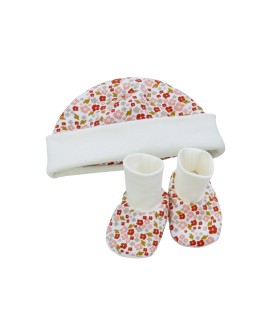 Ensemble bonnet et chaussons bébé naissance - fille