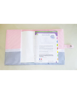 Protège carnet de santé rigide personnalisé baby feet rose et gris - Cadeau de naissance fille personnalisé