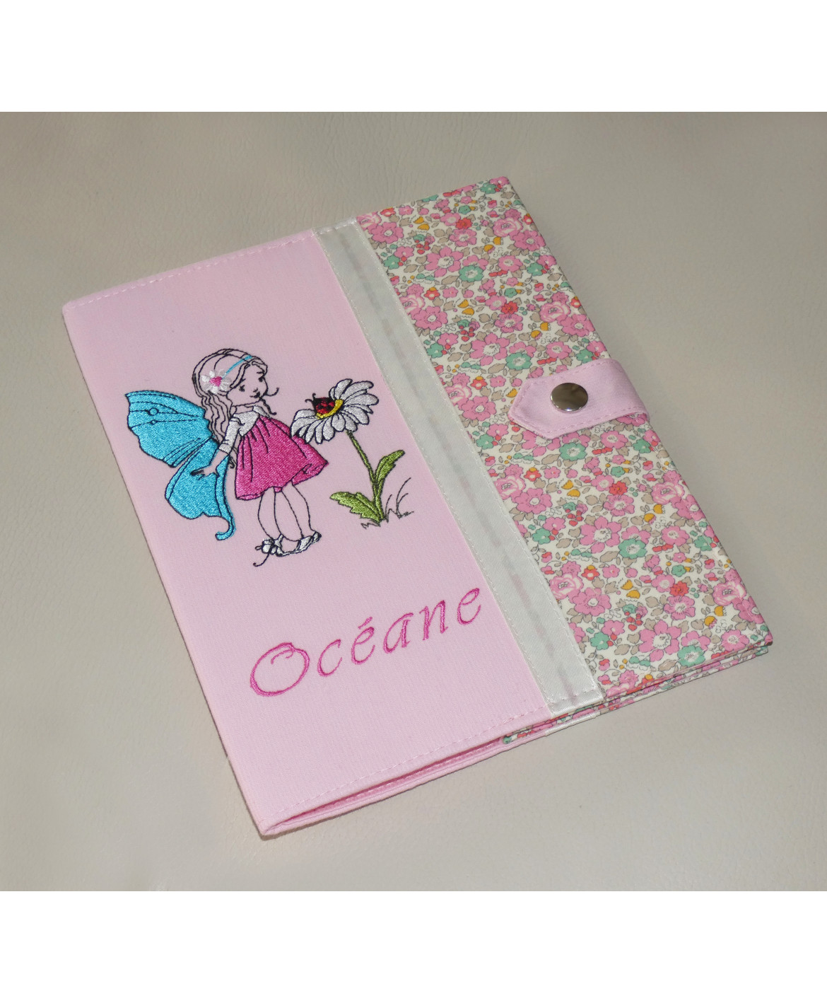 fée des fleurs - liberty - Protège carnet de santé personnalisé fille ...